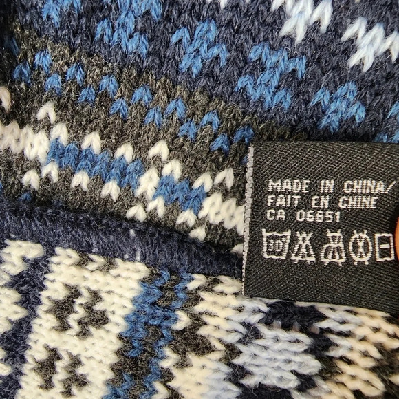 Point Zero Fairisle Jaquard Knit Scarf Cabincore  Olive Green Blues O/S Unisex - Picture 7 of 7